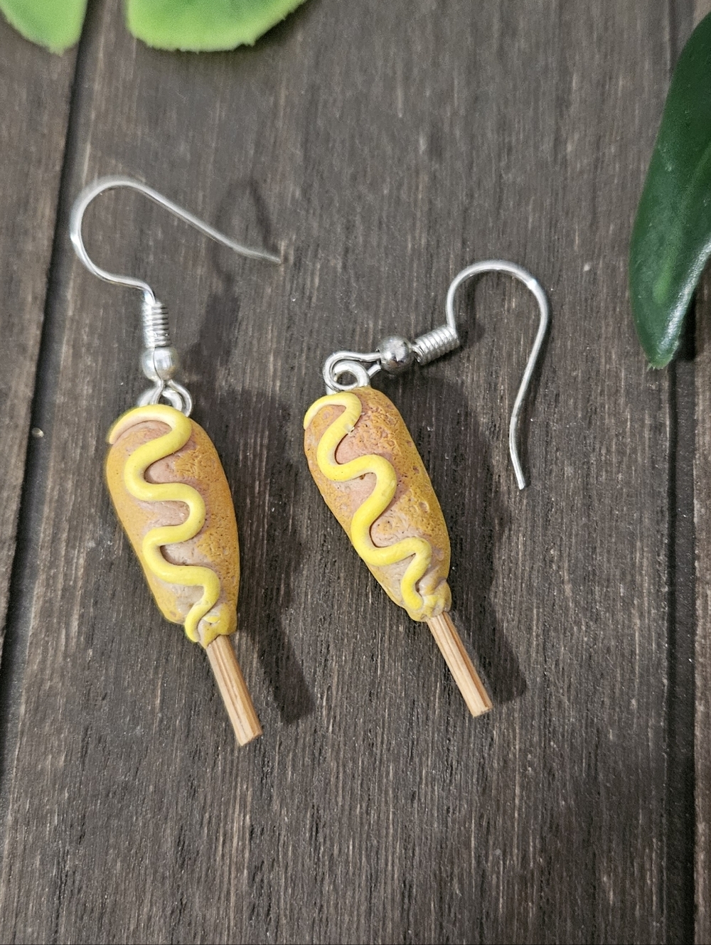 Handmade Corndog Clay Earrings, Realistic Polymer Clay, Foodie Gift